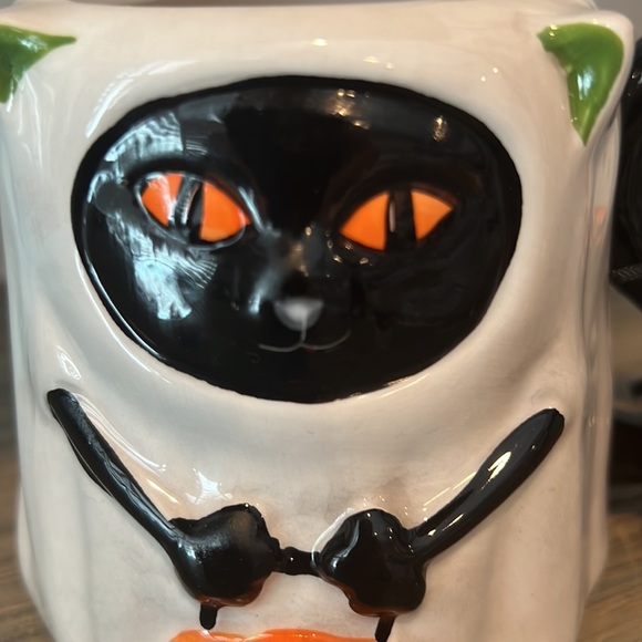 Blue Sky Clayworks, Halloween black cat in ghost costume mug - Picture 2 of 6